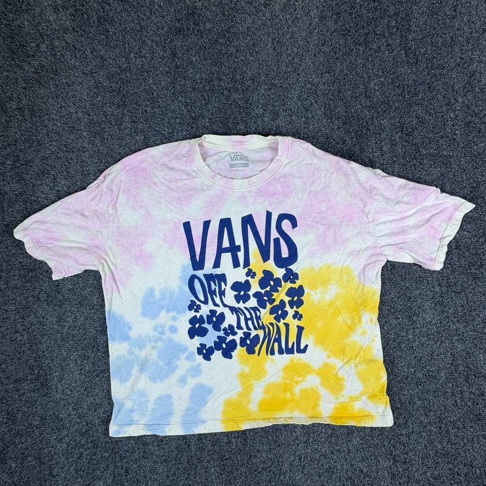 Vans Off The Wall T Shirt Womens Medium Multicolor Floral Tie Dye Graphic Cotton